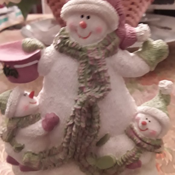 Christmas Stocking Holder - Three Happy Snow People - Picture 2 of 4